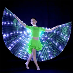 Capa de Color uminiscente para adultos y niños, accesorio de baile del vientre con alas de hada LED, bailarinas luminosas, mariposa Isis, actuación en escenario