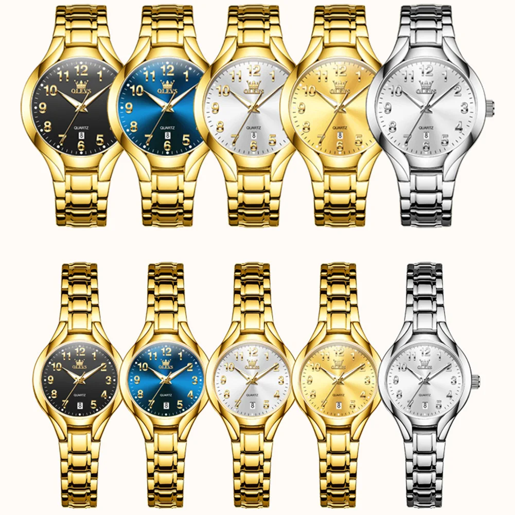 OLEVS 3650 Couple Watches Luxury Top Brand Original Quartz Wristwatch Waterproof Steel Luminous Date Men and Women Watch Fashion