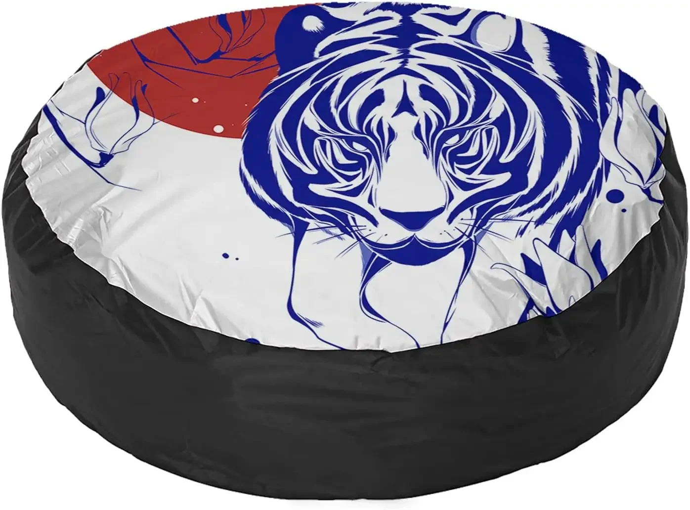 Blue Tiger Flowers Animal Painting Spare Tire Cover Wheel Protectors Water Dustproof Fit for RV SUV Truck Camper Travel Camping