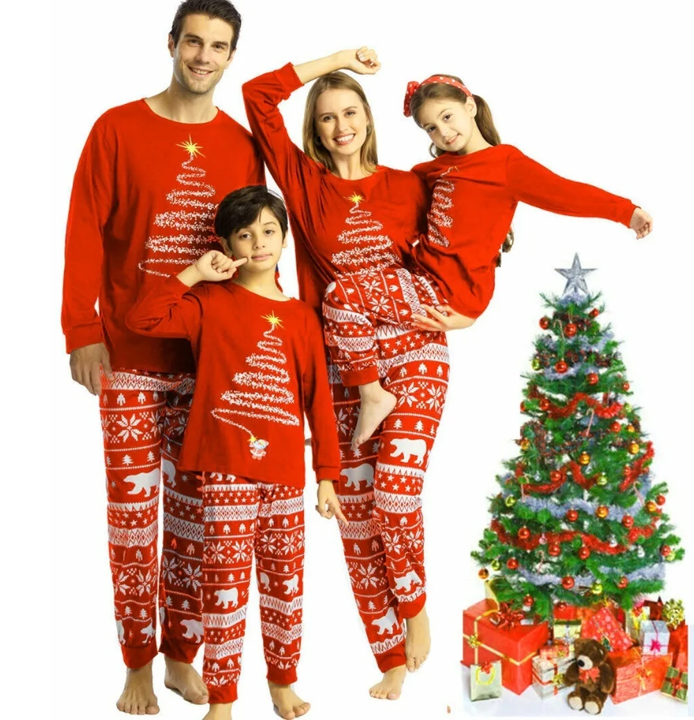 Christmas Pyjamas Set Family Matching Adult Women Men Baby Boy Girl Holiday Pyjamas Xmas Nightwear Sleepwear Pajamas PJs Set