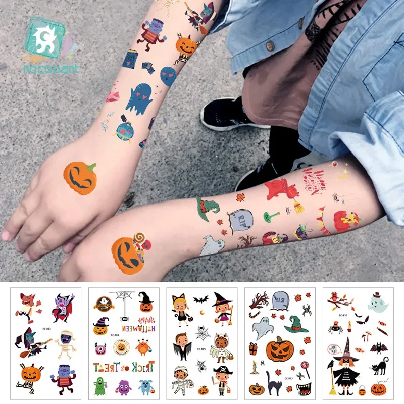 Cartoon Halloween Sticker For Kid Fake Tattoo Children Hallowmas Body Art Waterproof Temporary Saint's Day costume ball