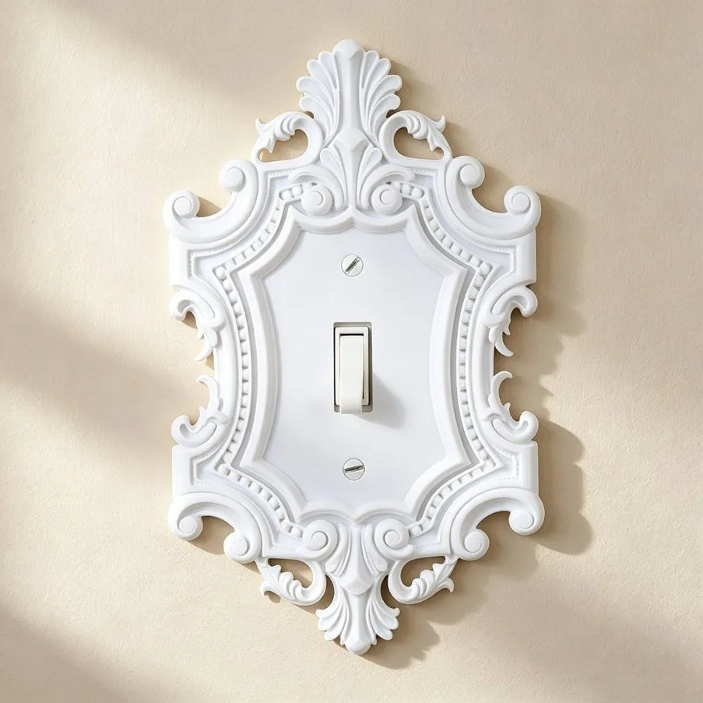 Plastic Switch Plate Cover Toggle Light Duplex Outlet Decorative Wall Switch Frame Carved Antique Carved Switch Cover Farmhouse