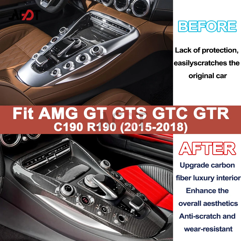 For Benz AMG GT C190 R190 GTS GTC GTR 2Doors 2015-2018 Real Carbon Fiber Center Panel Sticker Cover Car Interior Accessories