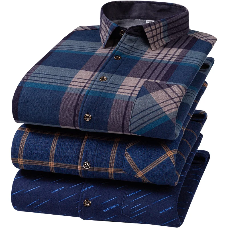 New men's double-sided fleece shirt, thick winter edition, casual and comfortable, versatile and warm thick and durable clothing