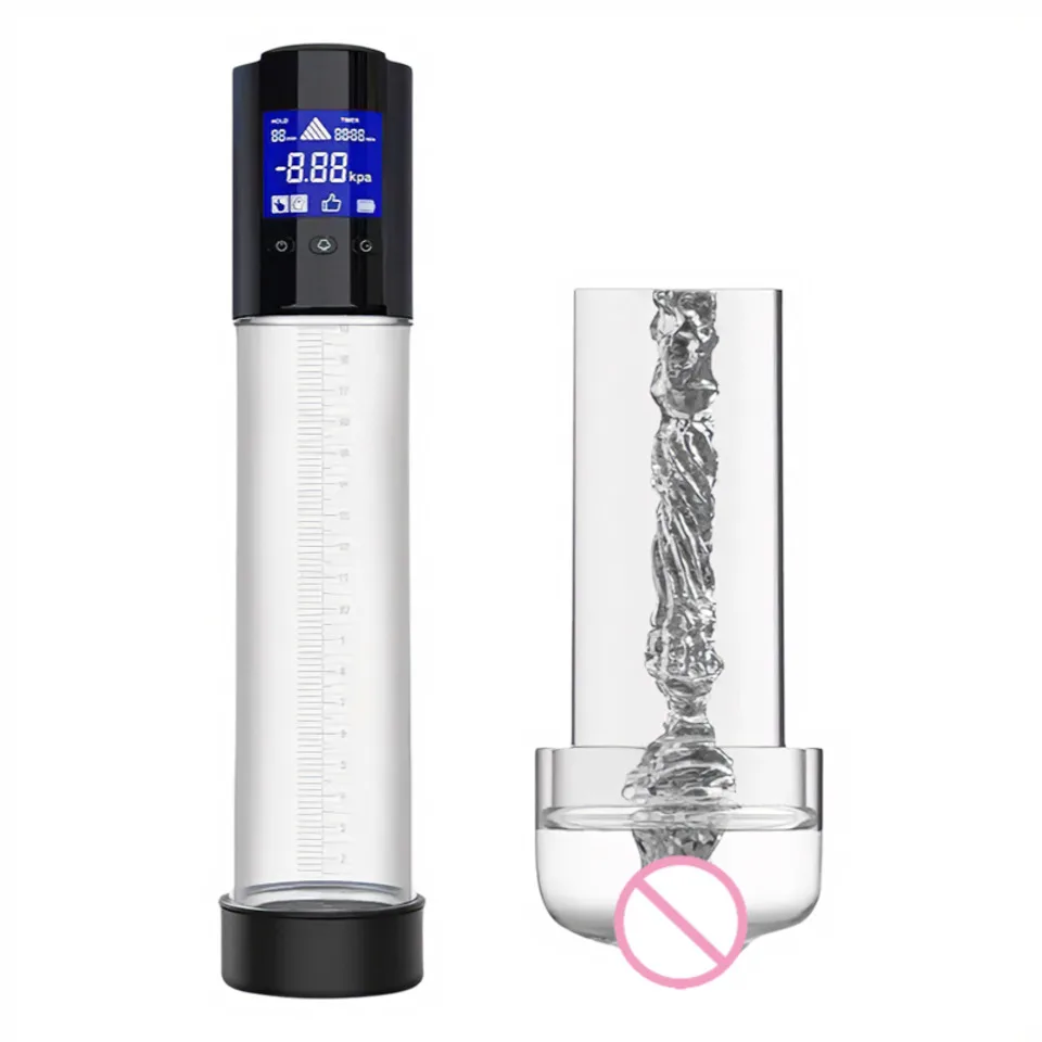 2 In 1 LCD Penis Enlarger Pump Rechargeable Dick Trainer Powerful USB Automatic Device Male Exercise Enlarger Adult Sex Products