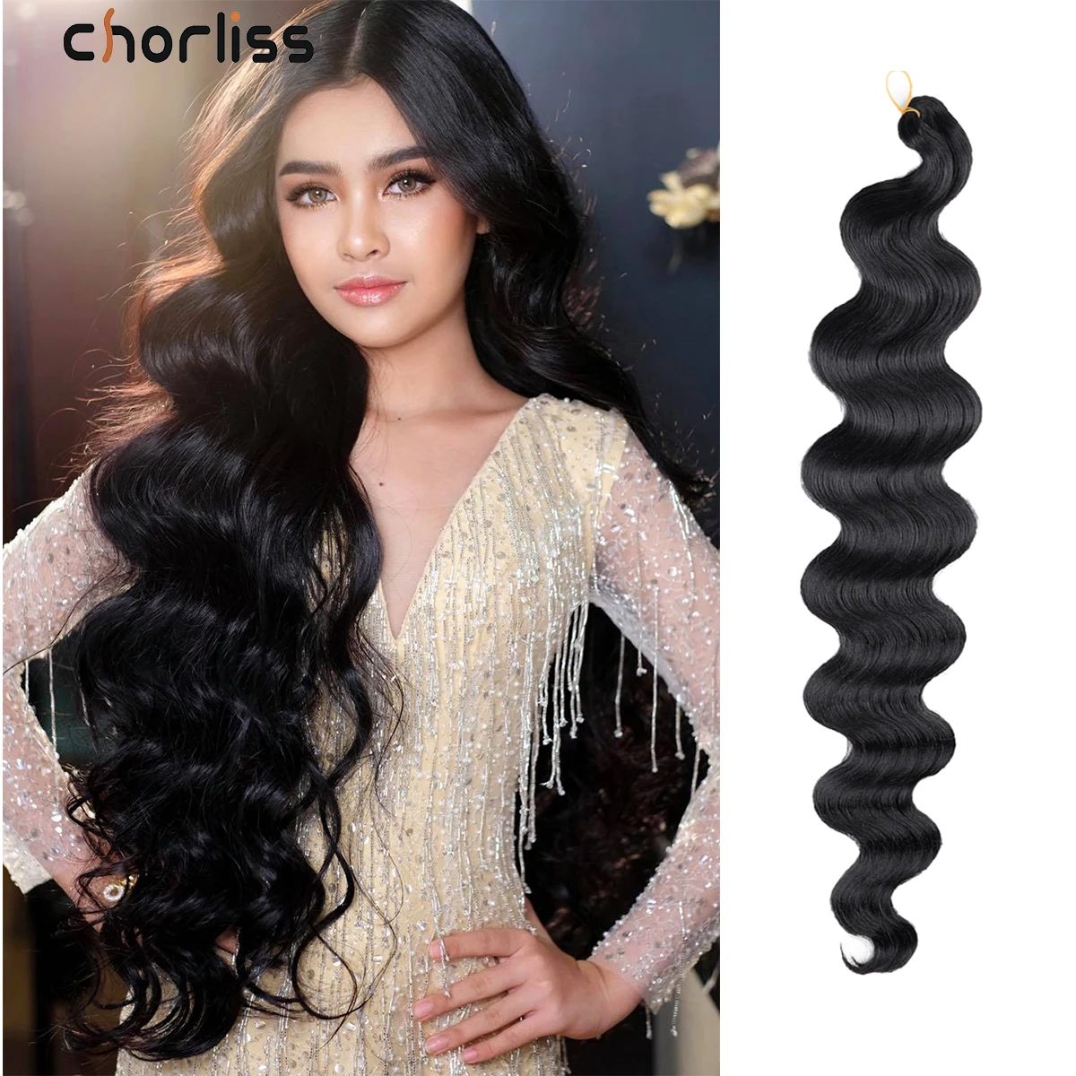 

SUNFAY Body Wave Crochet Hair 22Inch Soft Long Synthetic Hair Goddess Braids Natural Wavy Ombre 613 Blonde Hair Extensions