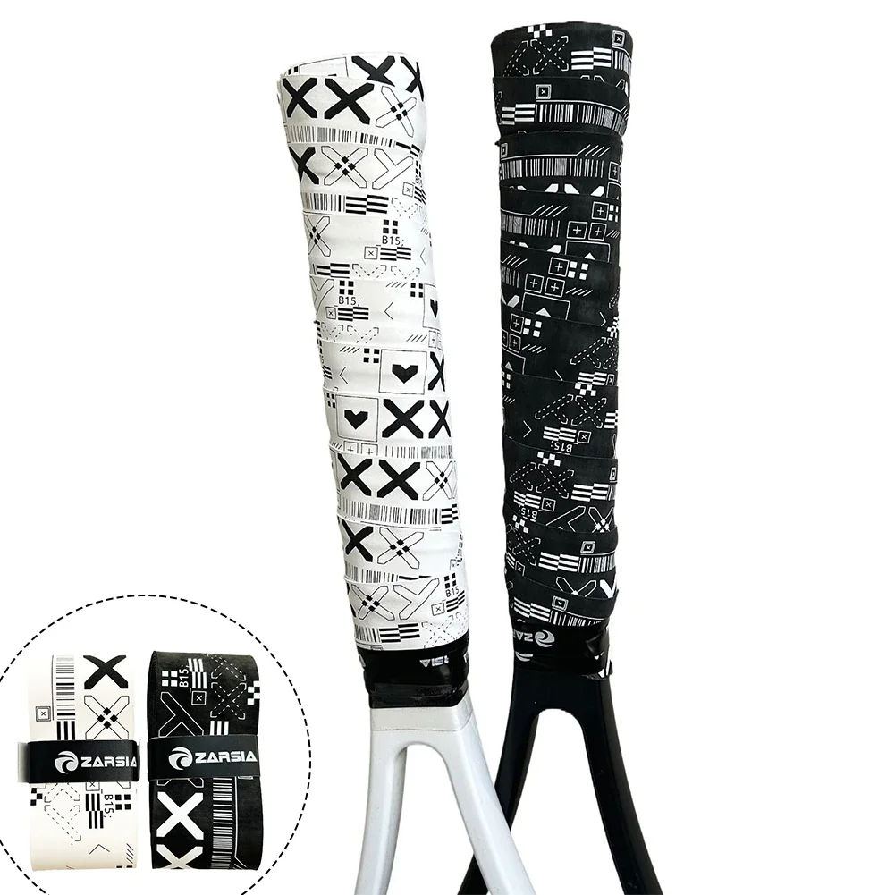 Black White Tennis Racket Non-Slip Grip Tape PU Absorbent Tennis Racket Badminton Grip Tape Anti Slip Tennis Accessories