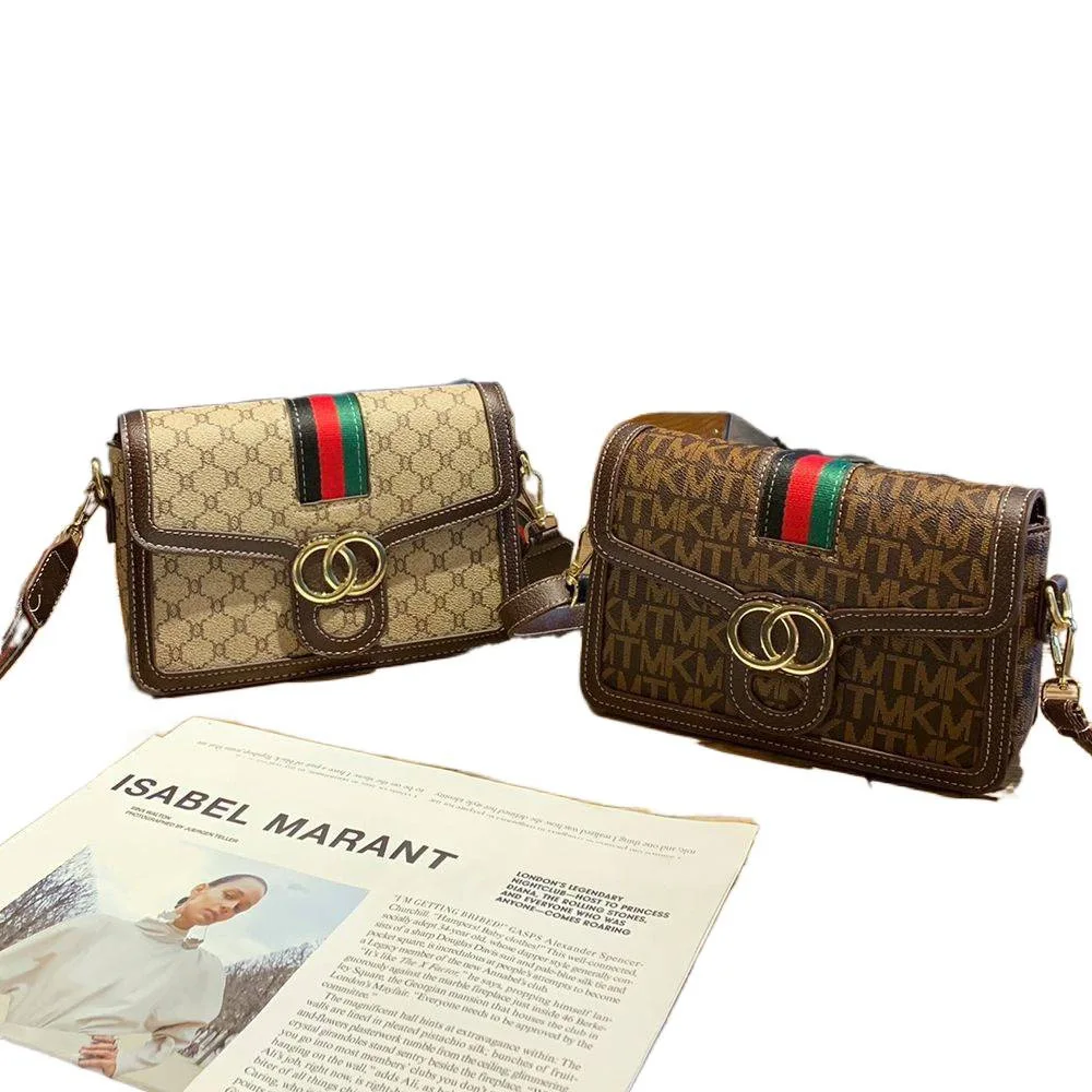 

2023 Новая женская сумка через плечо с винтажным принтом, маленький квадратный кошелек в гонконгском стиле в стиле ретро, модная сумка через плечо с ремешком-цепочкой