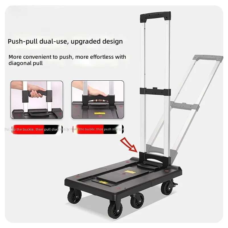 for Folding Portable Trolley Small Hand Cart Pull Trolley Cargo Hauler Home Trailer