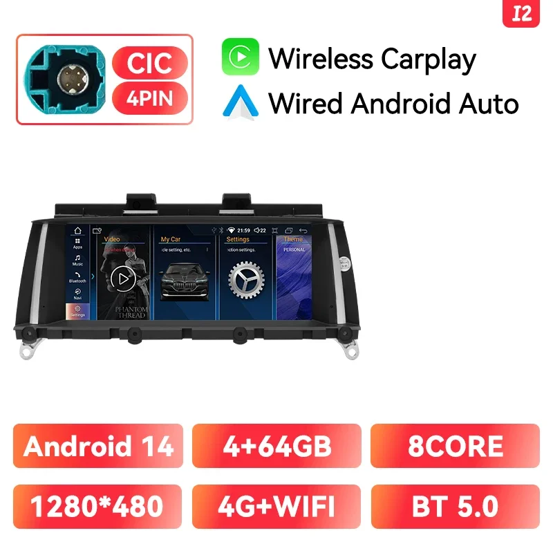 8.8 Inch Android 14 Auto Radio Head Unit Carplay Auto Multimedia Monitoren Voor Bmw X3 F 25X4 F26 Cic Nbt Auto Accessoires Navigatio