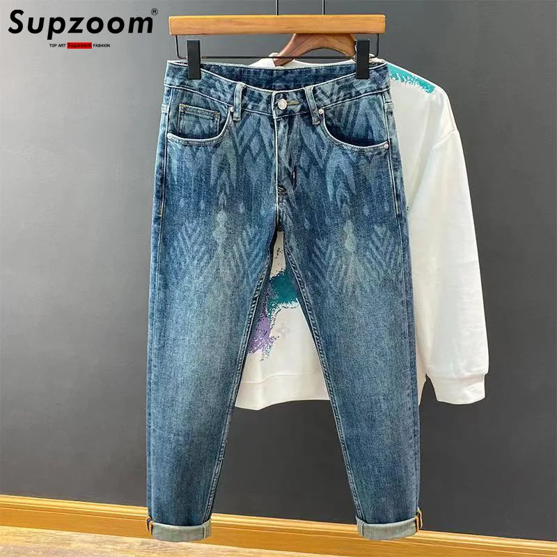 Supzoom New Arrival Hot Sale Top Fashion Autumn Zipper Fly Stonewashed Casual Patchwork Cargo Denim Pockets Cotton Jeans Men