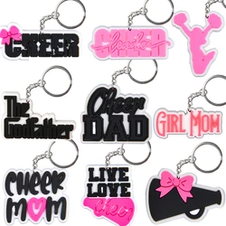 9pcs Cheerleading Team Keychains Boys Girls Horn Keyrings Kids Cheer Up Key Chains Live Love Key Rings Men Women Gifts