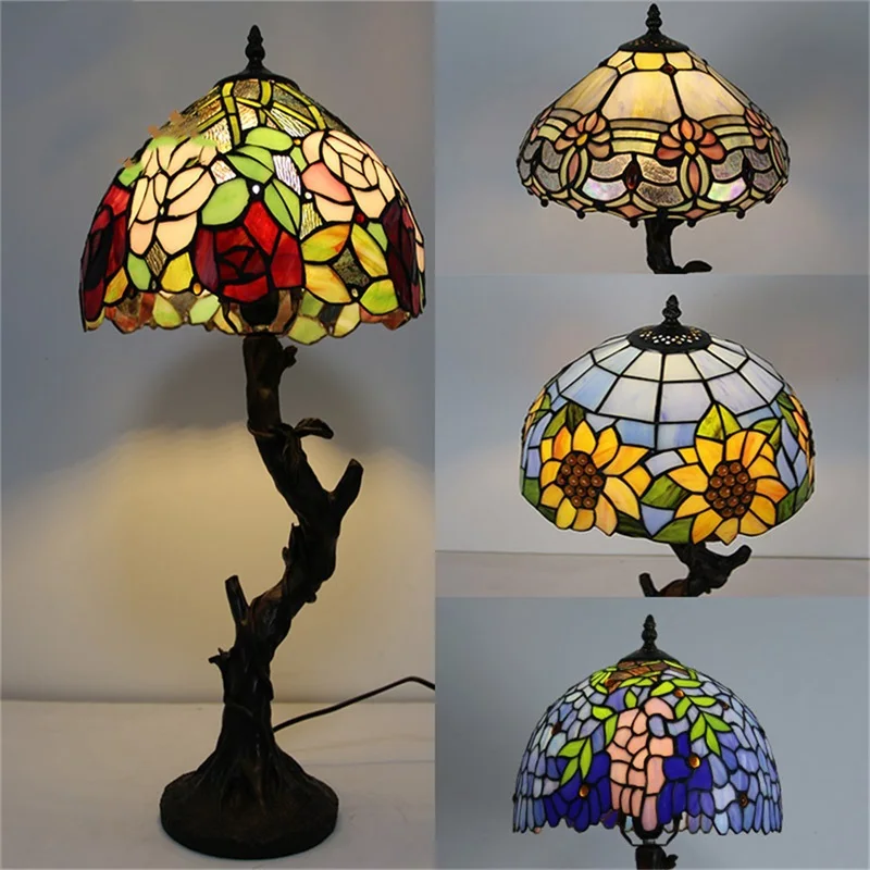 ANITA Tiffany Table Lamp Modern  Creative Decorative Pattern Figure LED Light For Home Bedroom