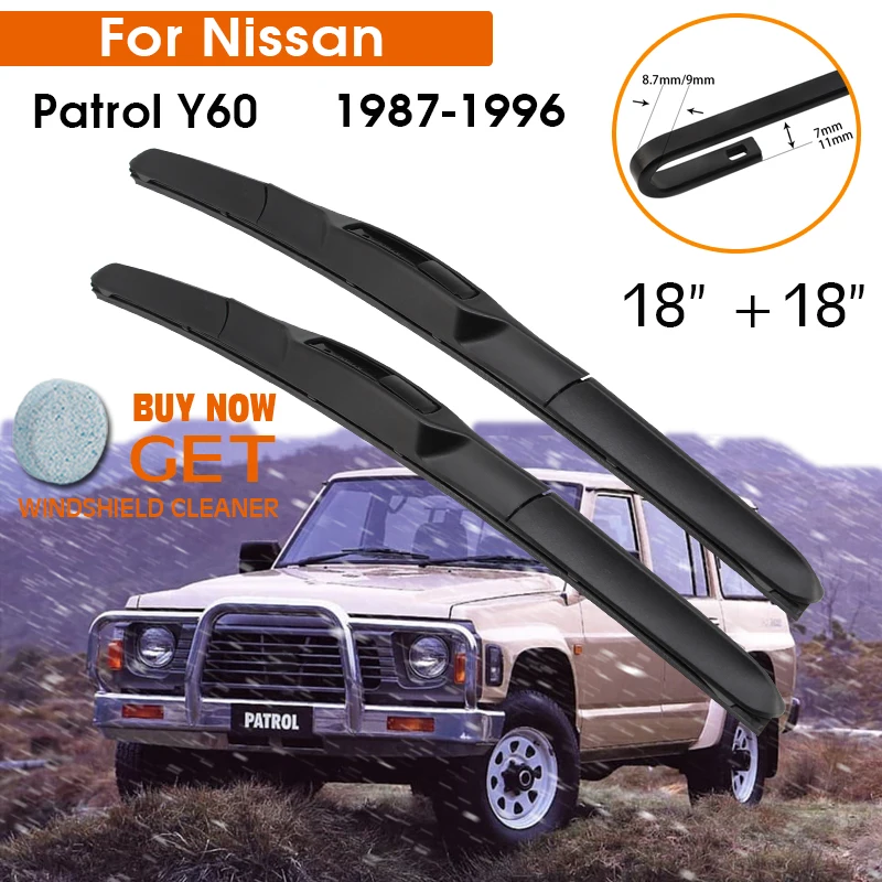 

Car Wiper Blade For Nissan Patrol Y60 1987-1996 Windshield Rubber Silicon Refill Front Window Wiper 18"+18" LHD RHD Accessories