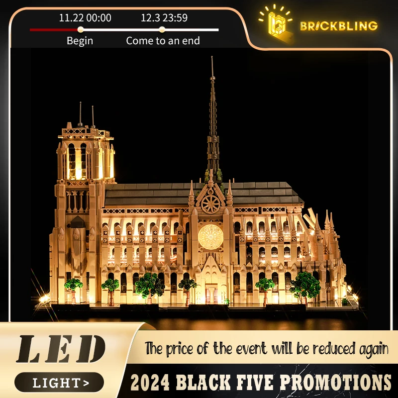 Brick Bling LED light 21061 model is suitable for Notre Name de Paris building block gifts (including lighting accessories only)