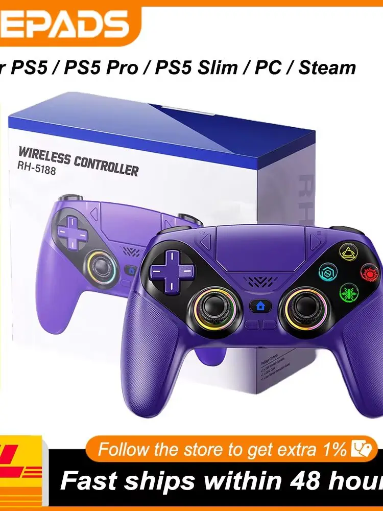 Gaming-Controller mit Makro-/Turbovibrationsfunktion und Hall-Sensor-Trigger für PS5/PS5 Slim/PS5 Pro PS5 Controller Dual Sense Joystick Gamepad