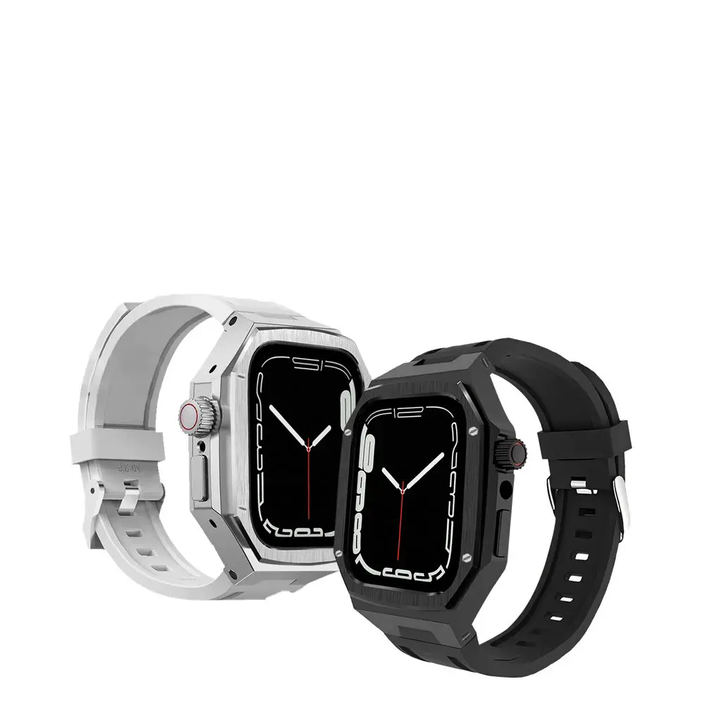 AP Mod Kit Premium Metal Case for Apple Watch Series 10 46mm 42mm Butterfly Buckle Silicone Band Strap