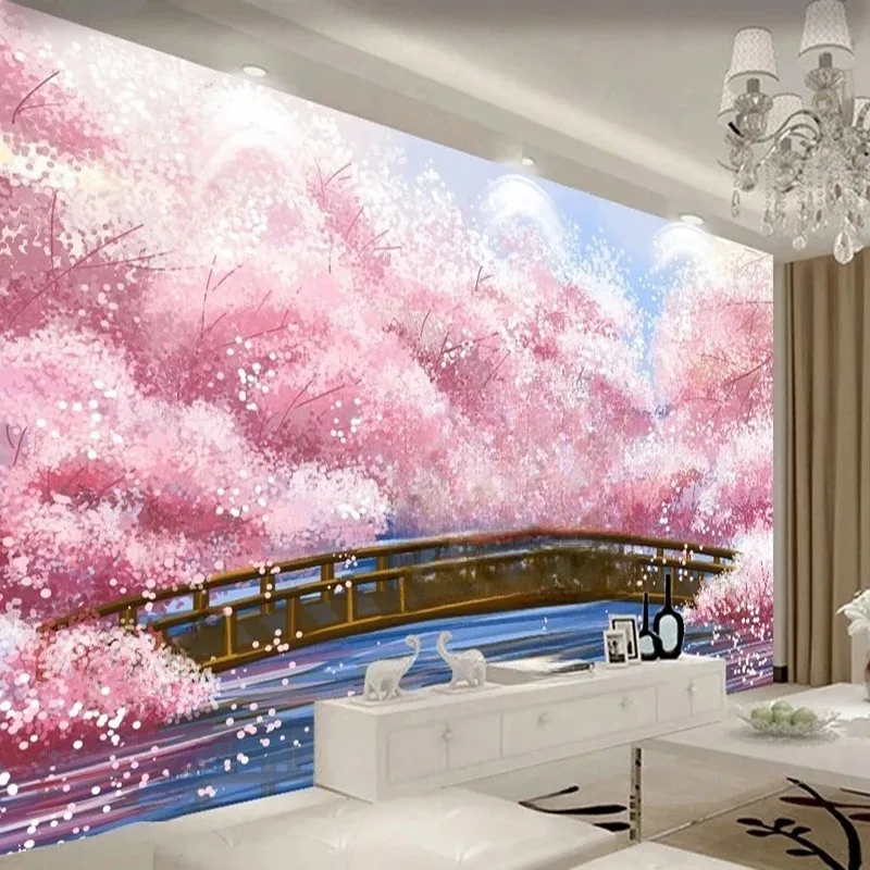 

Abstract Floral Tree Forest Wall Mural Hand-Painted Wallpaper for Living Room Office Store Wall Decor Background Painting