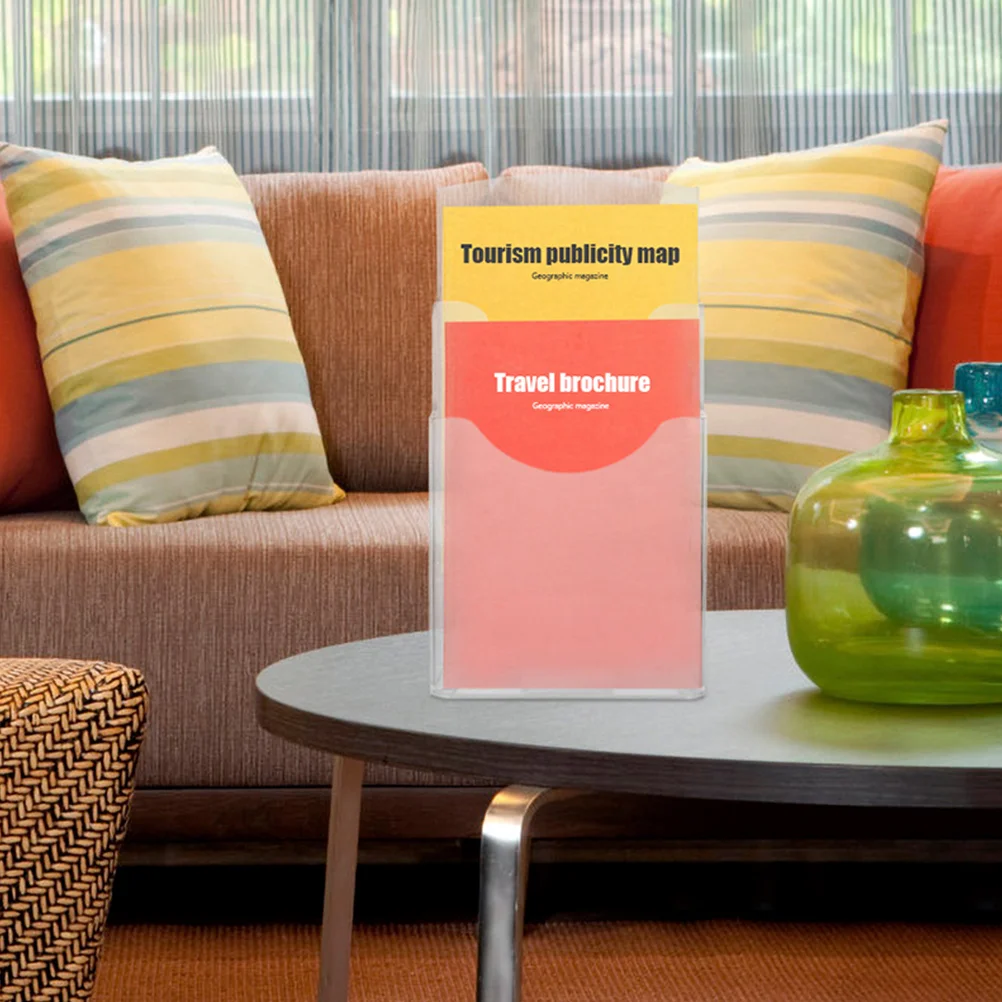 2 قطعة طبقتين شفافة الحائط منظم المستندات حامل الملفات لمكتب تخزين الرف عرض موقف كتيبات #4