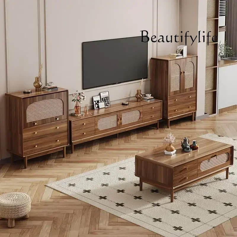 XX Vintage Wooden Tv Stand For Up To 78 Inch TV Entertainment Center For Living Room Media Console Adjustable Shelf 4 Storage