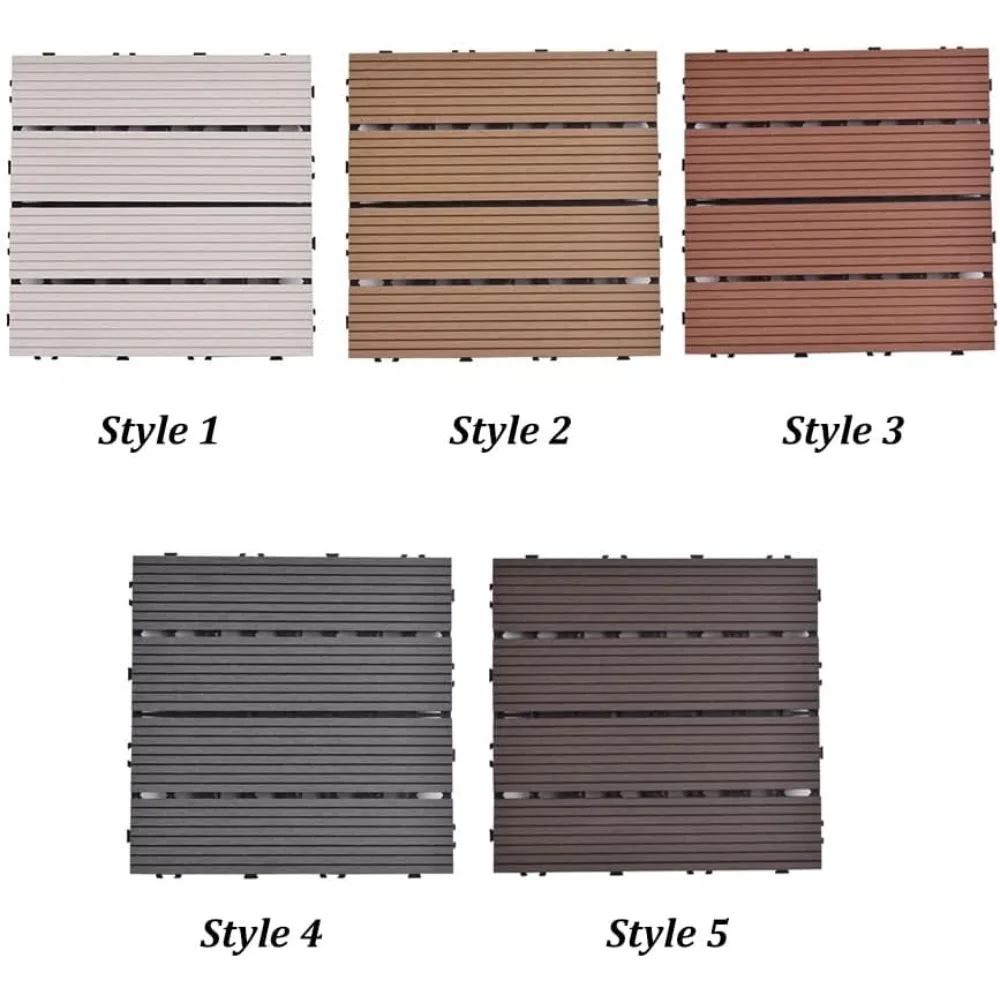 Deck Tiles Outdoor Balcony Waterproof Floor, WPC Interlocking Splicing Deck Tiles, Suitable for Balcony Patios 11PCS/1m²