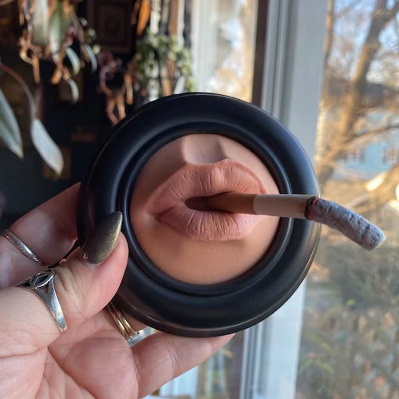 

Resinous Lips Wall Hanging Art Object Sculpture For Den Bedroom Halloween Parties Oddity Weird Gift