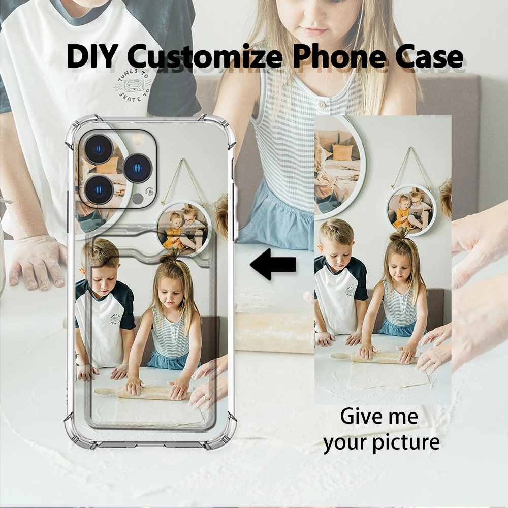 

DIY Children Photo Customized Slot Card Case For iPhone 16 15 14 13 12 11 Pro Xs Max Mini SE 2020 2022 16e X XR 6 6s 7 8 Plus