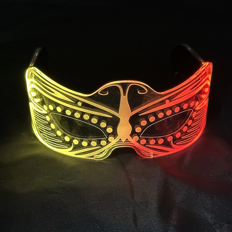 Fashion Half Face Colorful Mask Men Women Masquerade Supplies Cosplay Glowing Costumes Accessory Luminous Butterfly Pattern Prop