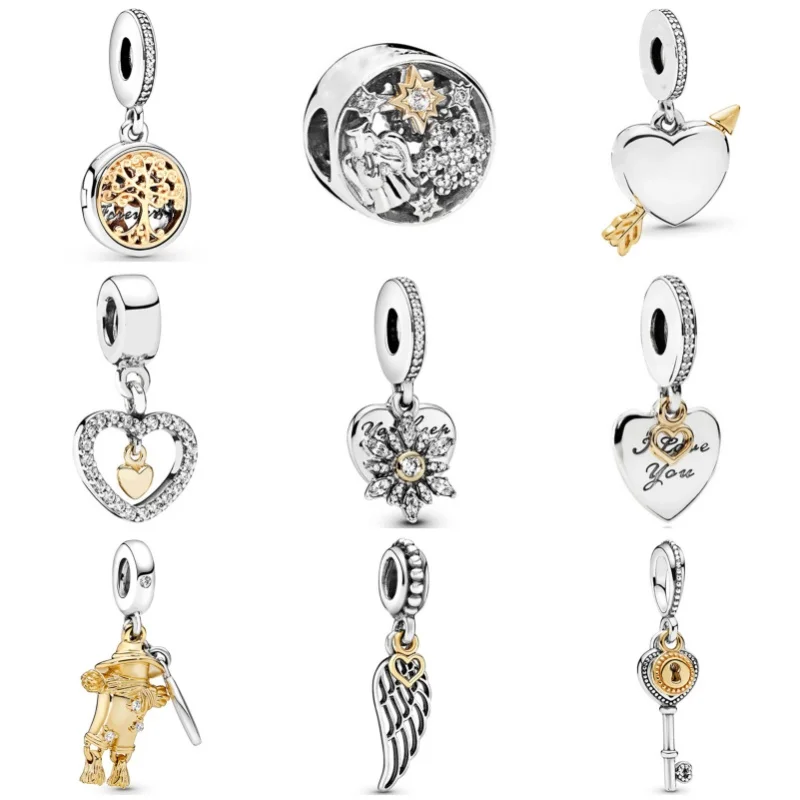 2024 nuovo 925 argento placcato lega diamante stella cuore perline di fascino per Pandora braccialetto fai da te collana accessori gioielli regali