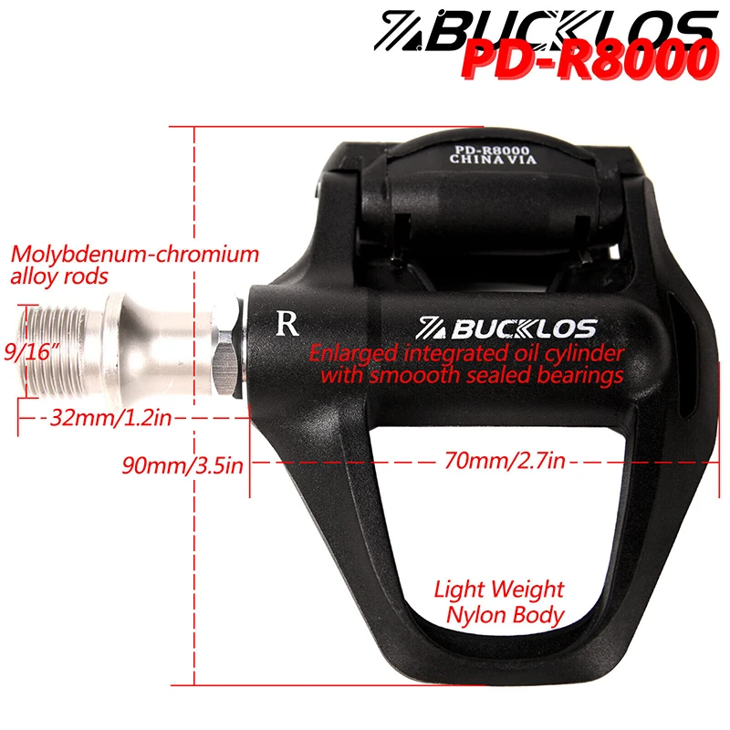 BUCKLOS Fit SPD-SL System Clipless Pedal Professional Cycling Self-locking Pedal Lightweight Road Bike Pedals Cycling Shoe Cleat