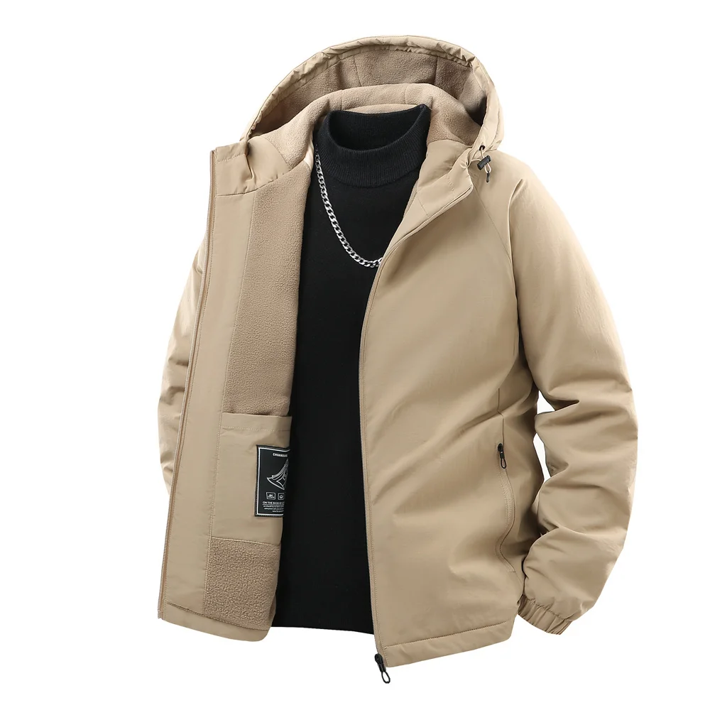 

Спортивное пальто на флисовой подкладке для спорта на открытом воздухе, мужская осенне-зимняя рабочая одежда, мужская утепленная ветровка с капюшоном, куртки, ветрозащитная верхняя одежда