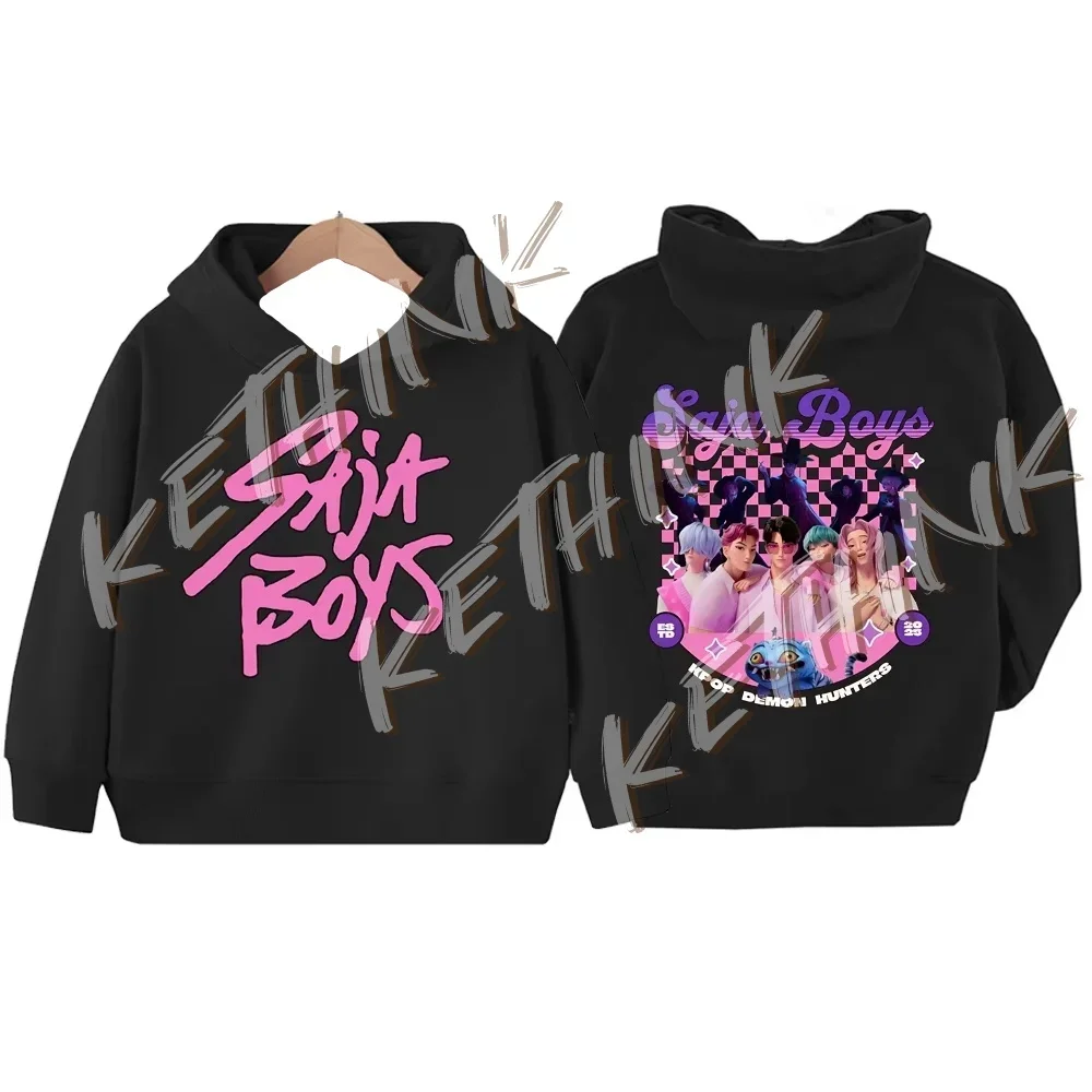 

Детская толстовка с капюшоном в стиле аниме Kpop Demon Hunter Saja для мальчиков и девочек, пуловер в стиле Харадзюку в стиле хип-хоп, топы, свитшот в подарок