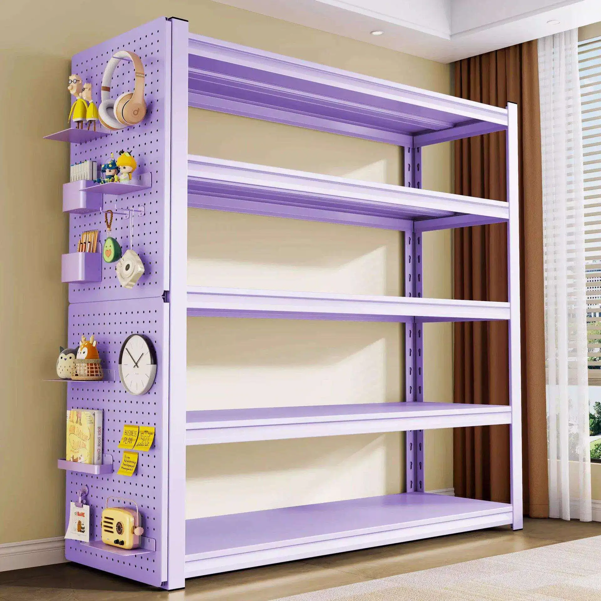 Purple Steel Floor-standing Multi-layer Storage Rack Kitchen Balcony Organizer Chair Cushion Wagon Cover Home Use Shelf