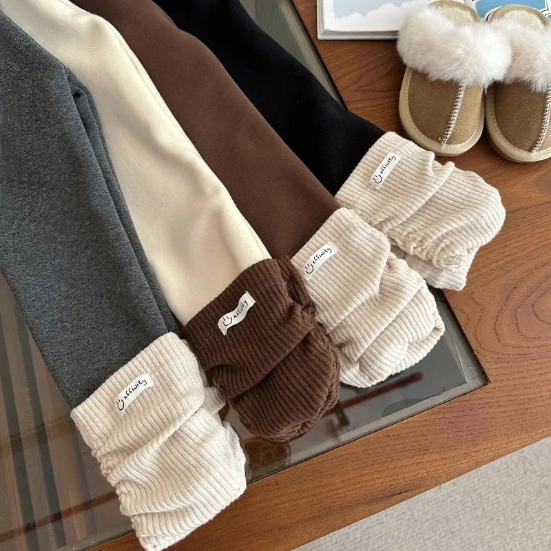 Autumn and Winter Thick Outerwear Western Style Baby Girls' Winter Clothing Warm Pants Girls' Plush Leggings Children's 2