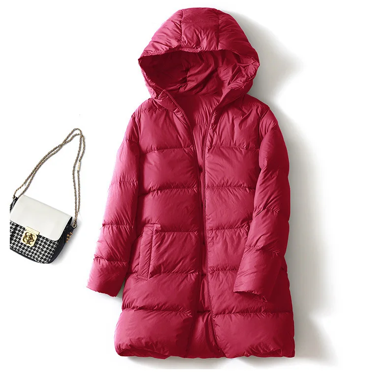 Schinteon Women Ultralight White Duck Down Jacket with Hood 2026 New Autumn Winter Warm Casual Outwear Solid Color Simple Coat