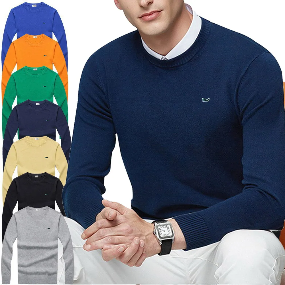 100% Cotton Pullovers Sweaters M-5XL SharkCrocodile Logo Long Sleeve Mens O-Neck Sweaters Casual Fit Type Male Knitted Coats