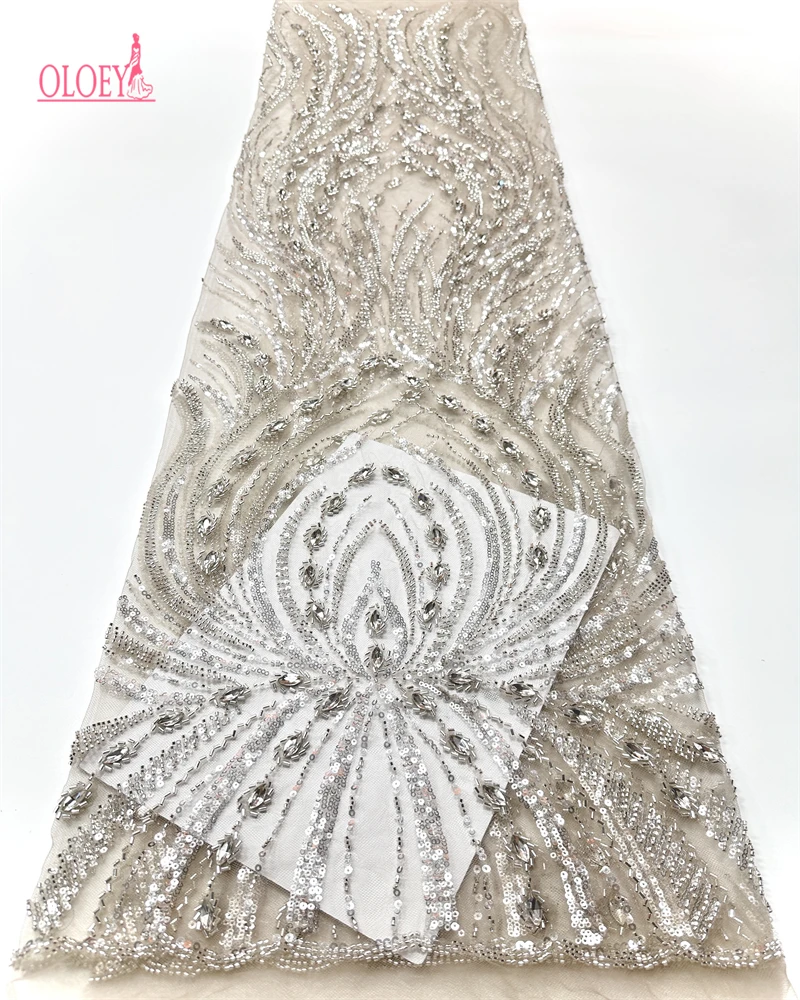 

OLOEY High-Quality French Tulle Lace Fabric with Floral Embroidery And Sequins Beads for Dress Sewing Elegant Nigerian Lace 2026