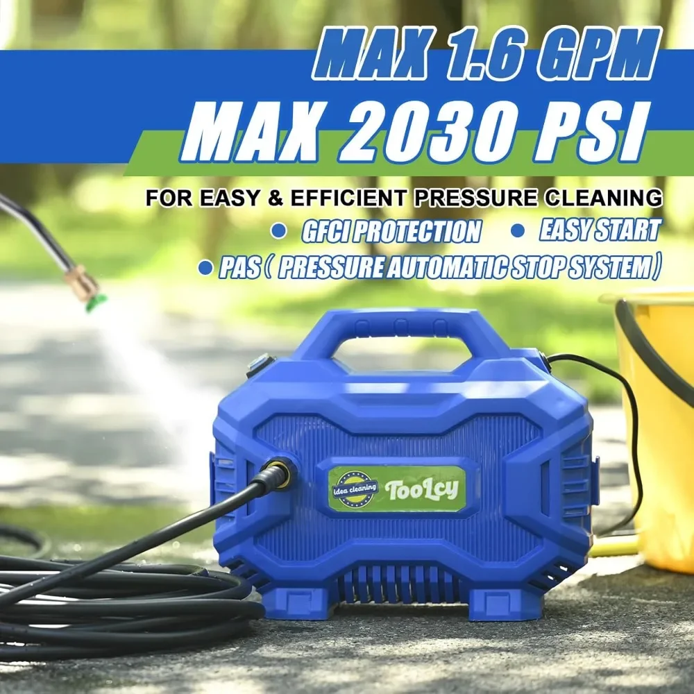 Electric Pressure Washer 2030 PSI MAX,50 FT Pressure Hose,Short Gun with Extension Wand Foam Cannon, Friendly for Cleaning Cars