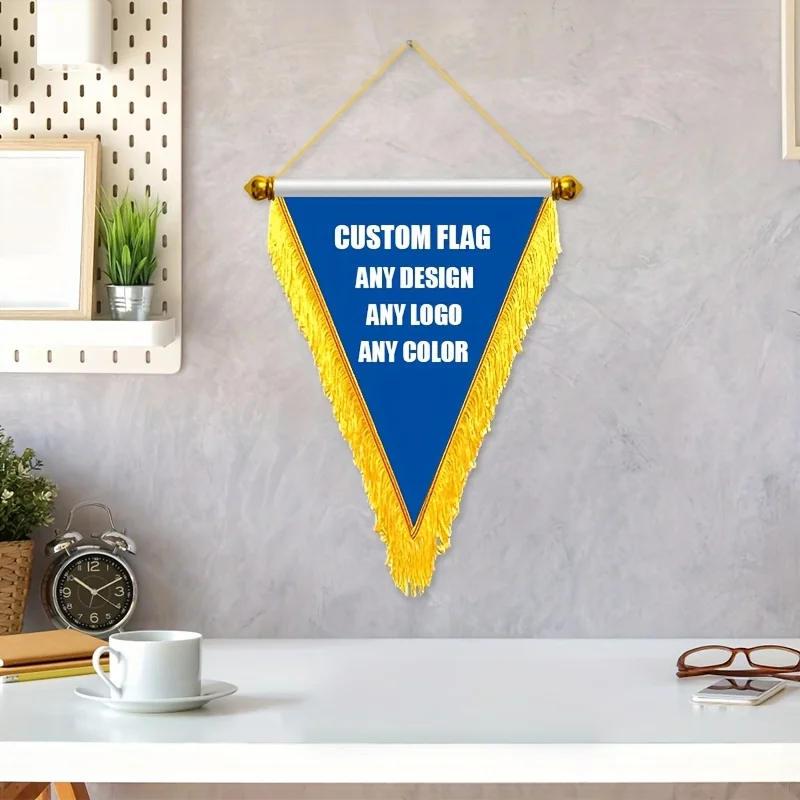 Customize Triangle Polyester Tassels Banner, for Room & Garden Decor, Dual-Sided Print, for Weddings, Birthdays, Anniversaries