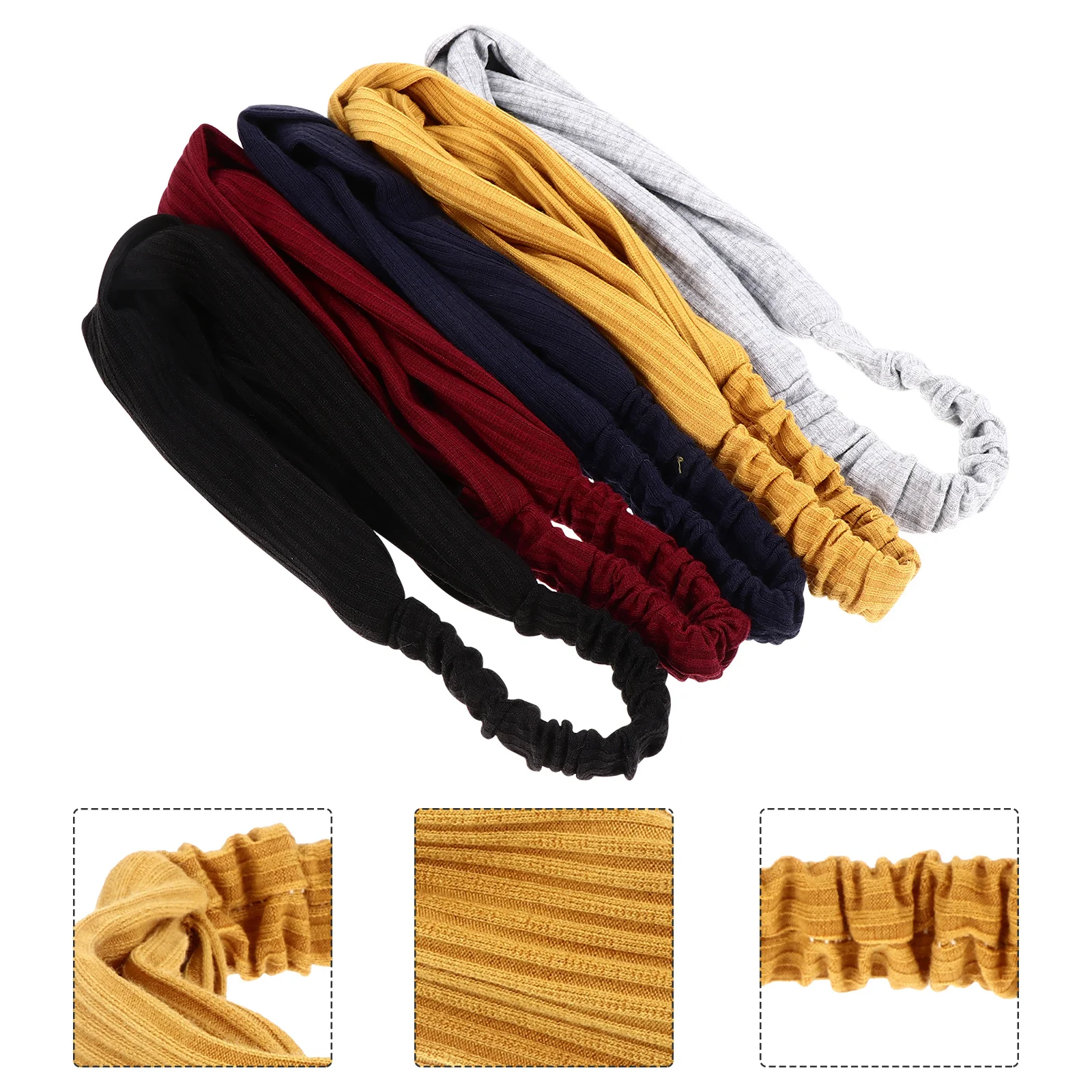 

5Pcs Female Hairband Knitted Stretchy Headband Solid Color Knot Cross Hair Wrap Elastic Comfortable Hairband for Workout Makeup