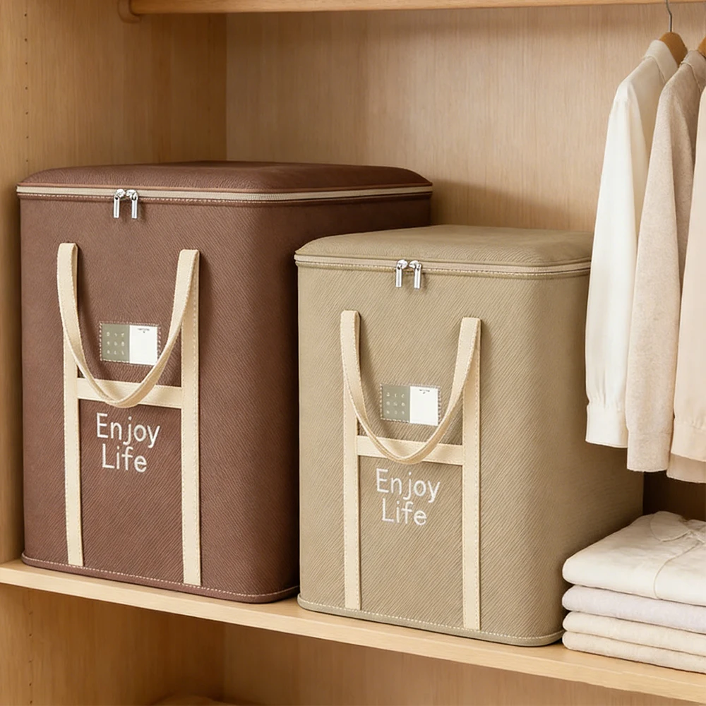 

Large Capacity Thick and Durable Storage Bag for Clothes Blankets Toys, Washable Storage Box with Double Handles Foldable 수납 상자