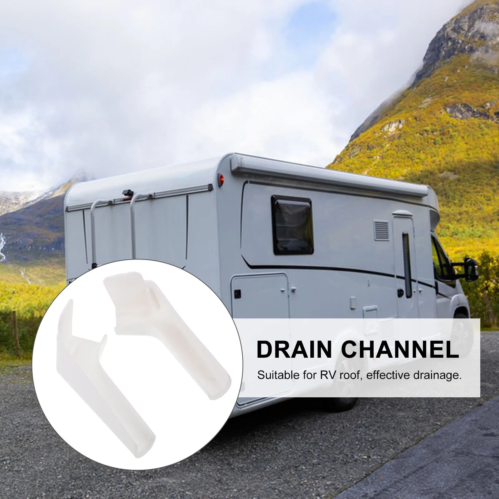 

2 Pcs RV Roof Drainage Accessories White Gutter Spout Extensions Left Diverters for Camper Travel Efficient