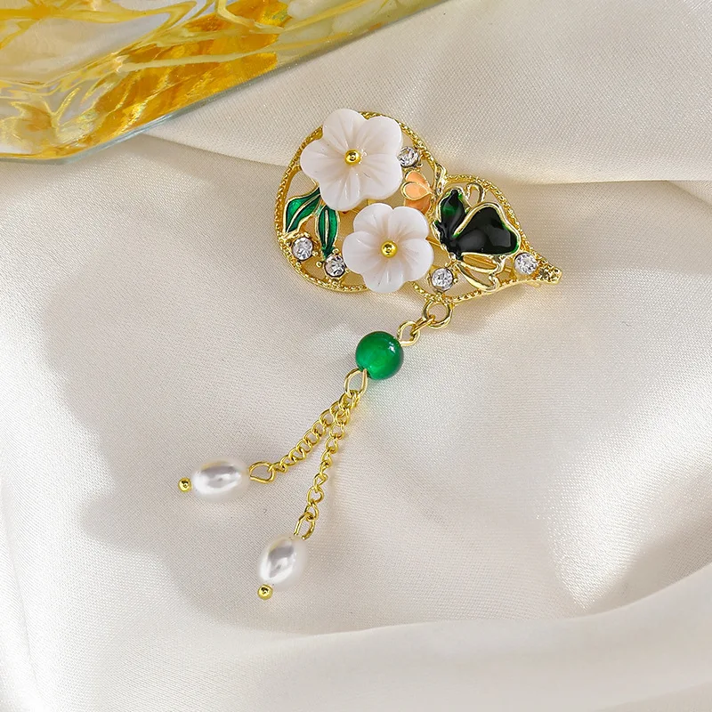 Chinese Style Dainty Flower Plant Brooch Pins for Women Girls Fashion Cloud Water Drop Hill Wedding Party Office Corsage Jewelry