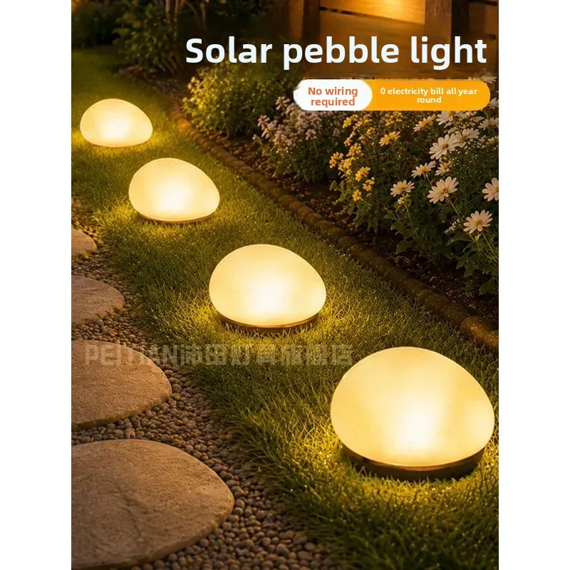 Waterproof Solar Pebble Light Outdoor Garden Balcony Villa Aisle Lawn Landscape Decorative Lighting  Lampara De Pie