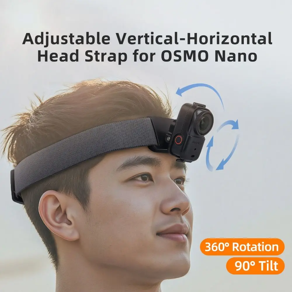 Vertical/Horizontal Headband Rotatable Elastic Retention Strap Adjustable Lightweight Head Fixed strap for DJI Osmo Nano