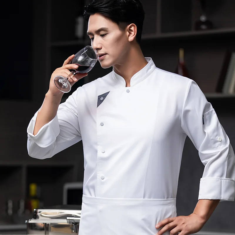 

Chef Overalls Men's and Women's Fashion Autumn Long-Sleeved Hotel Restaurant after Dining Kitchen Cook Clothes