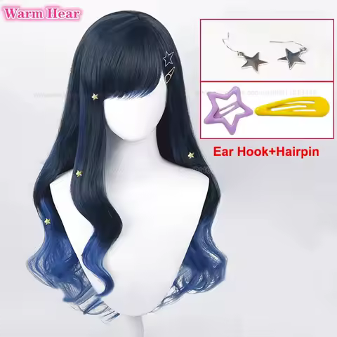 70cm Shiraishi An Synthetic Wig Anime Shiraishi An Hairpins Blue Gradient Cosplay Wig Heat Resistance Hair Halloween Party Wigs