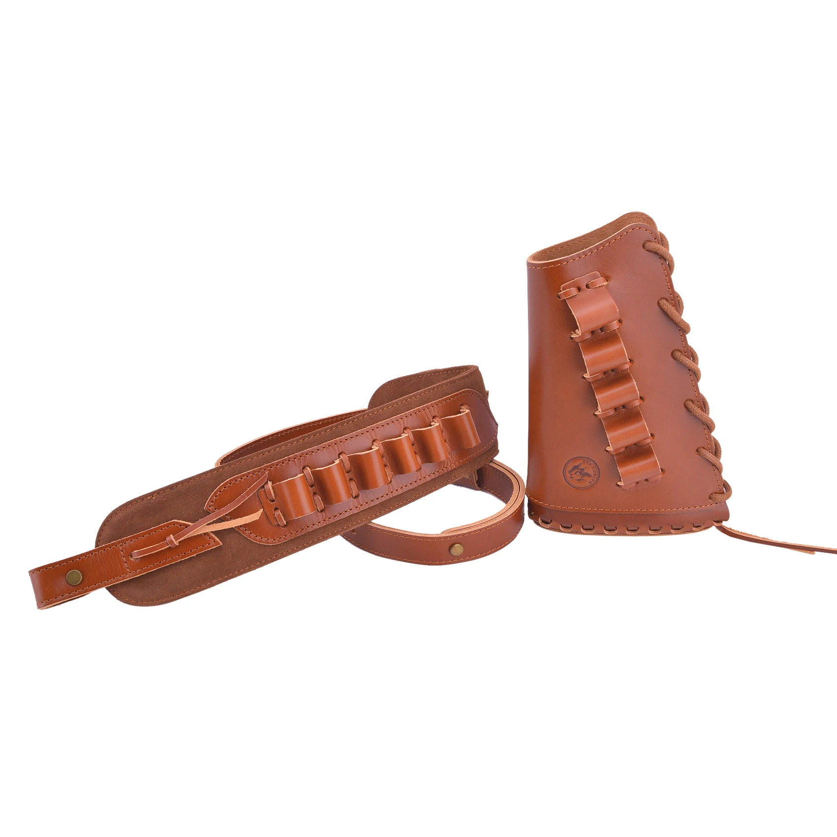 Vintage Full Grain Leather Ammo Holder Buttstock With Gun Sling  For Hunting .308 .45-70 .30-30 12GA 16GA 20GA