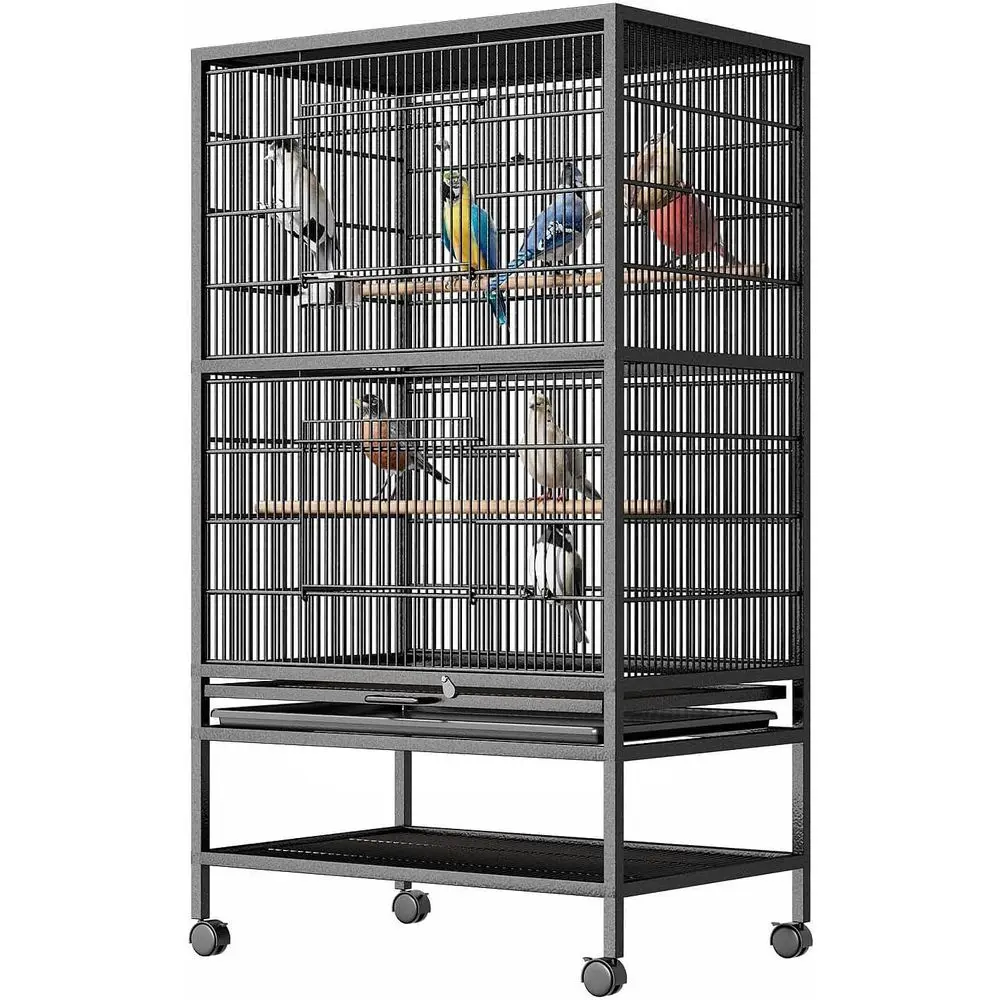 

Большая клетка для птиц 52 дюйма с передвижной подставкой, подходит для попугаев, неразлучников, конуров и какаду