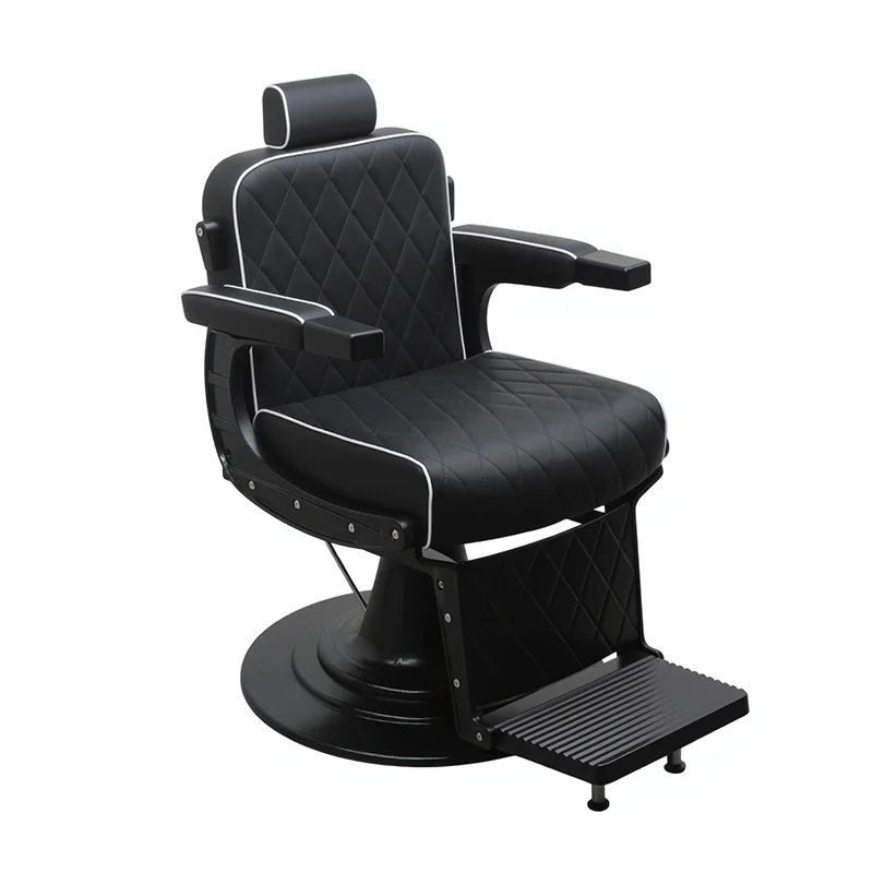Barber Chairs Genuine Leather Hydraulic Barber Chair Black Base Barber Shop Equipment Style Chair